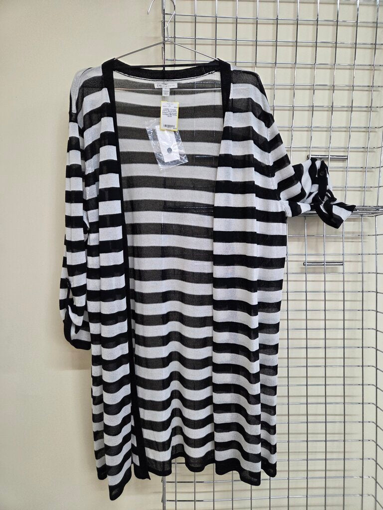 Black/White Striped Lightweight Cardigan