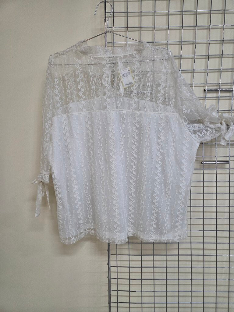 White lacy tie neck & sleeve Dress Shirt