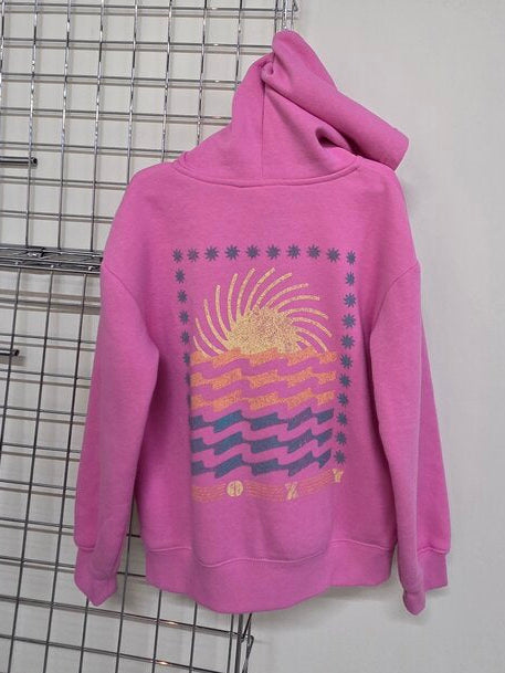 Girls Pink Roxy Zip Up Hoodie 8/10