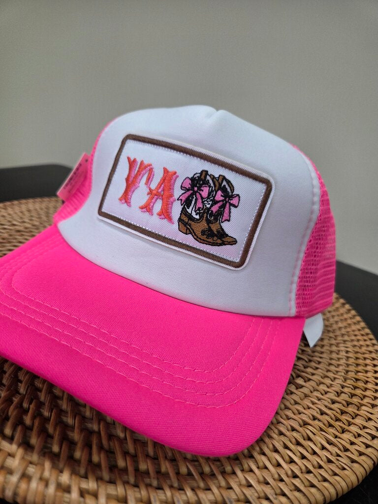 Y'ALL Hot Pink & White Trucker Cap