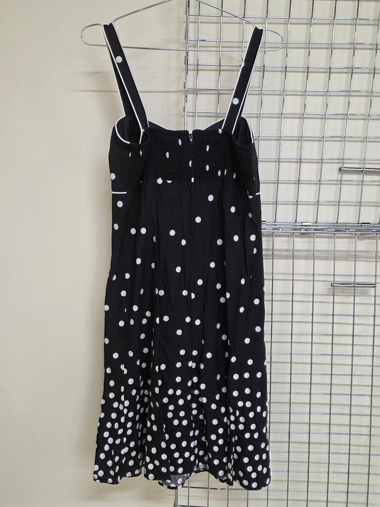 R&K Originals Cotton Dress Blk w/White Polka Dots