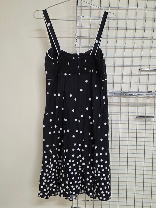 R&K Originals Cotton Dress Blk w/White Polka Dots