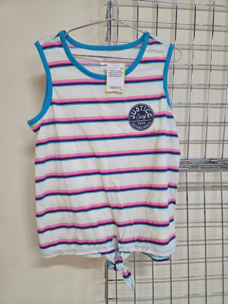 'Justice' Knit Pocket Sleeveless Top