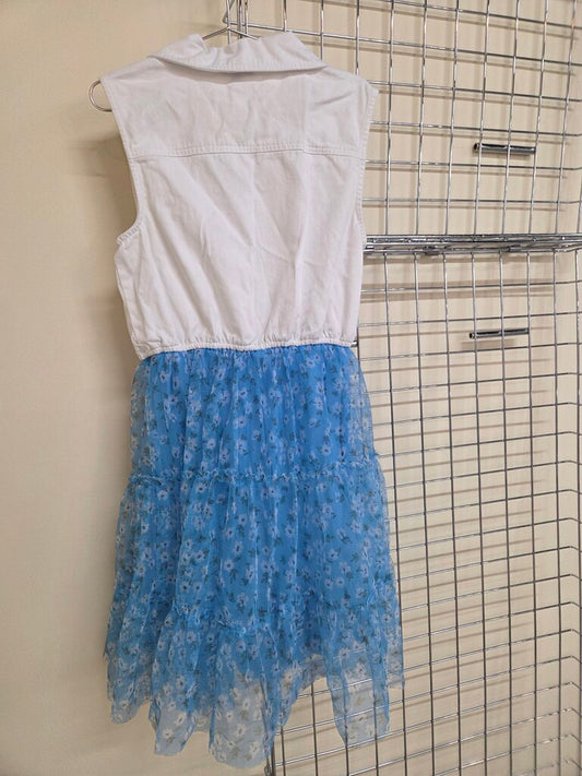 'Zunie' Denim Top/Floral Skirt Jumper L-14