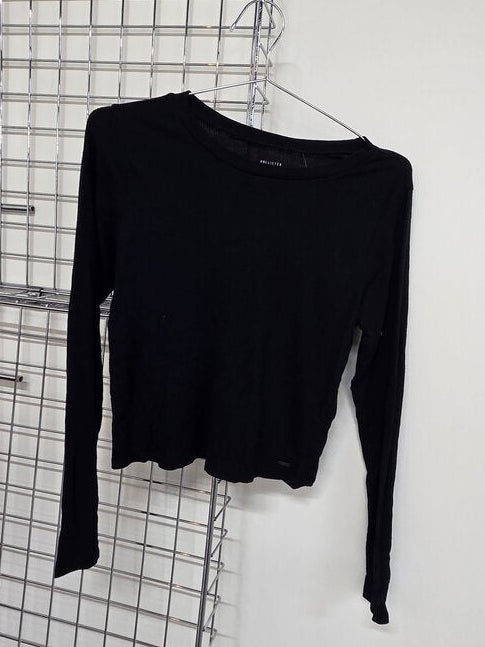 Hollister Ribbed Black Long Sleeve Top sz M