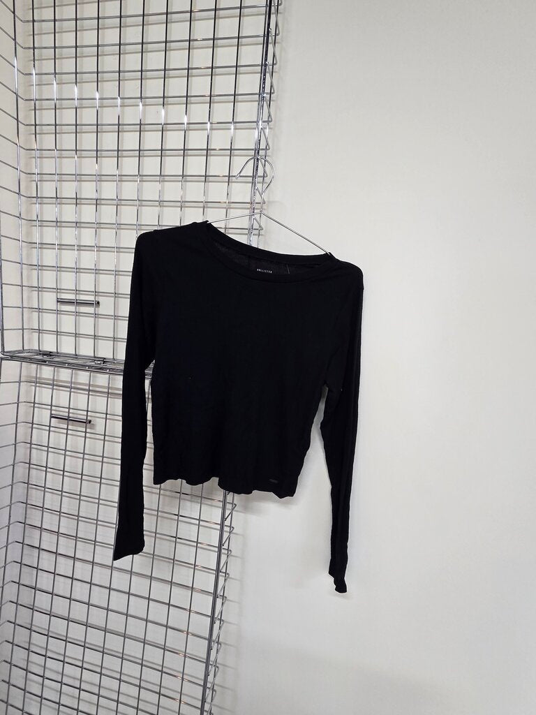Women's Hollister Ribbed Black Long Sleeve Tee sz M