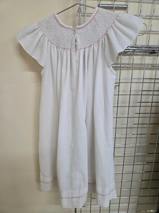 AnaVini Flutter Sleeve Dress w/Embroidered Yoke