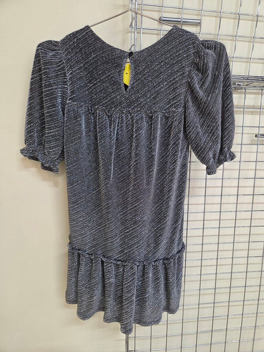 Wonder Nation Silver Lame Puff Sleeve Dress