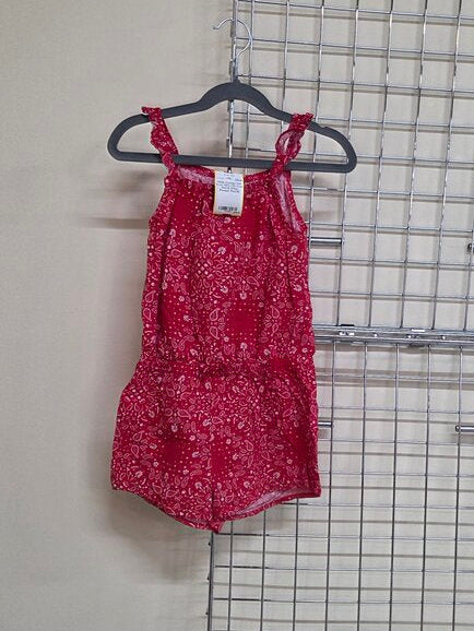 Girl's Osh Kosh Red & White Romper 6X
