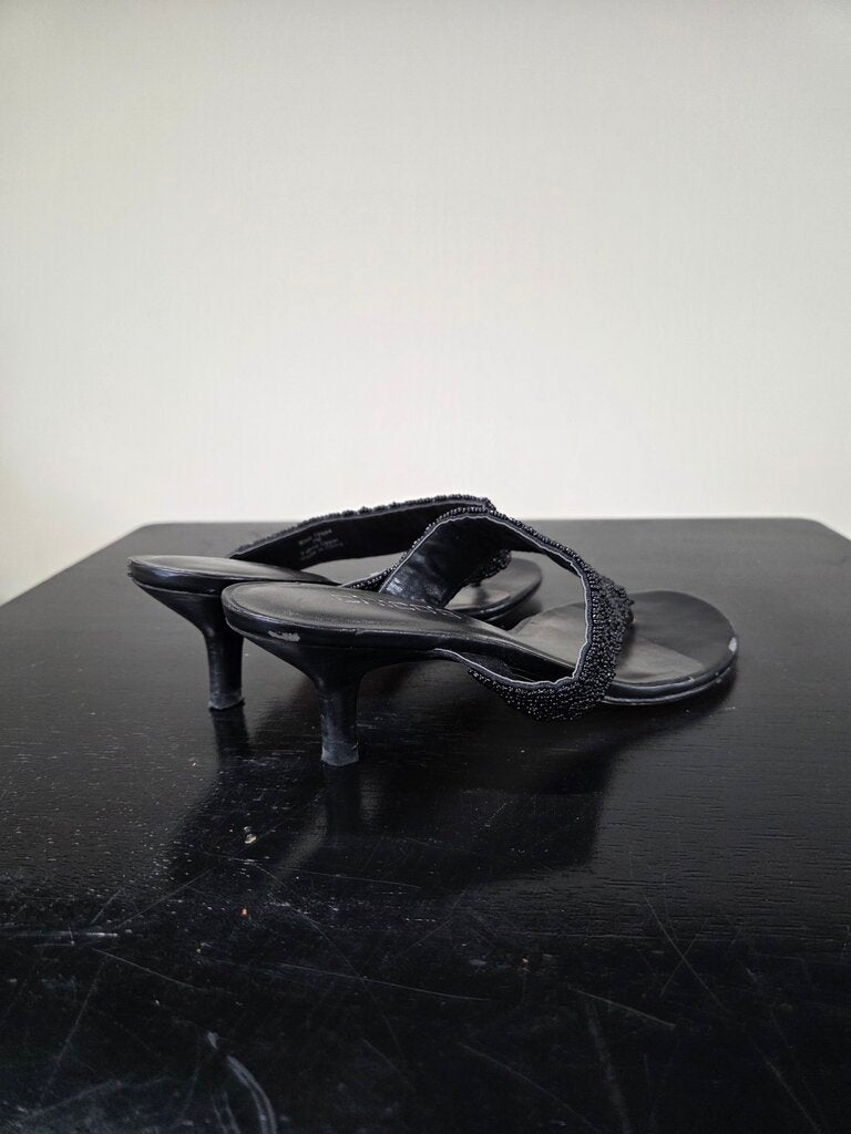 Chico's Beaded Flip Flop Sandal Kitten Heel