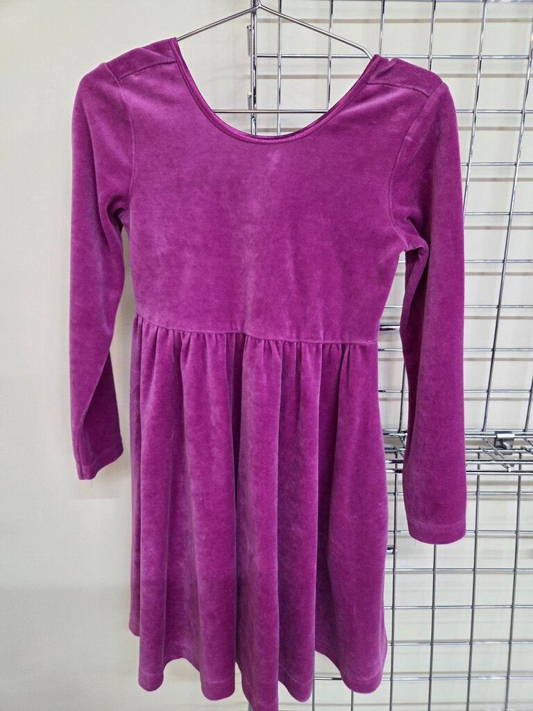 Girls Purple Velvet Long Sleeve Dress