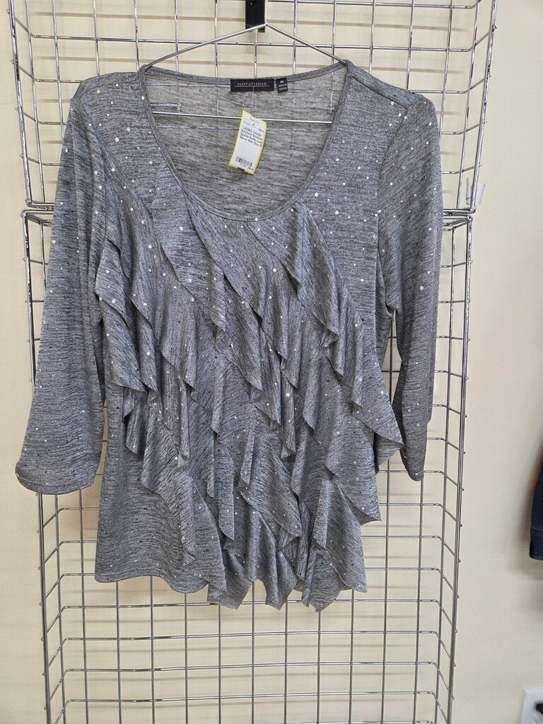 Notations Sparkle Ruffle Long Sleeve Shirt