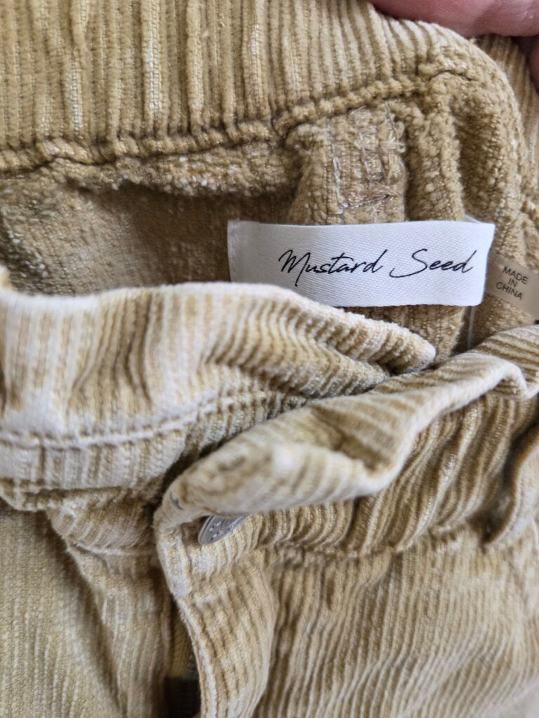 Mustard Seed Corduroy Crop 'paper bag' waist pants