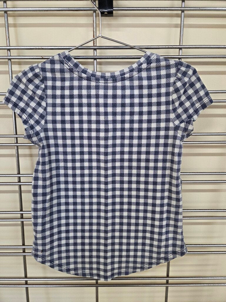Girls navy & white checkered short sleeve tee shirt