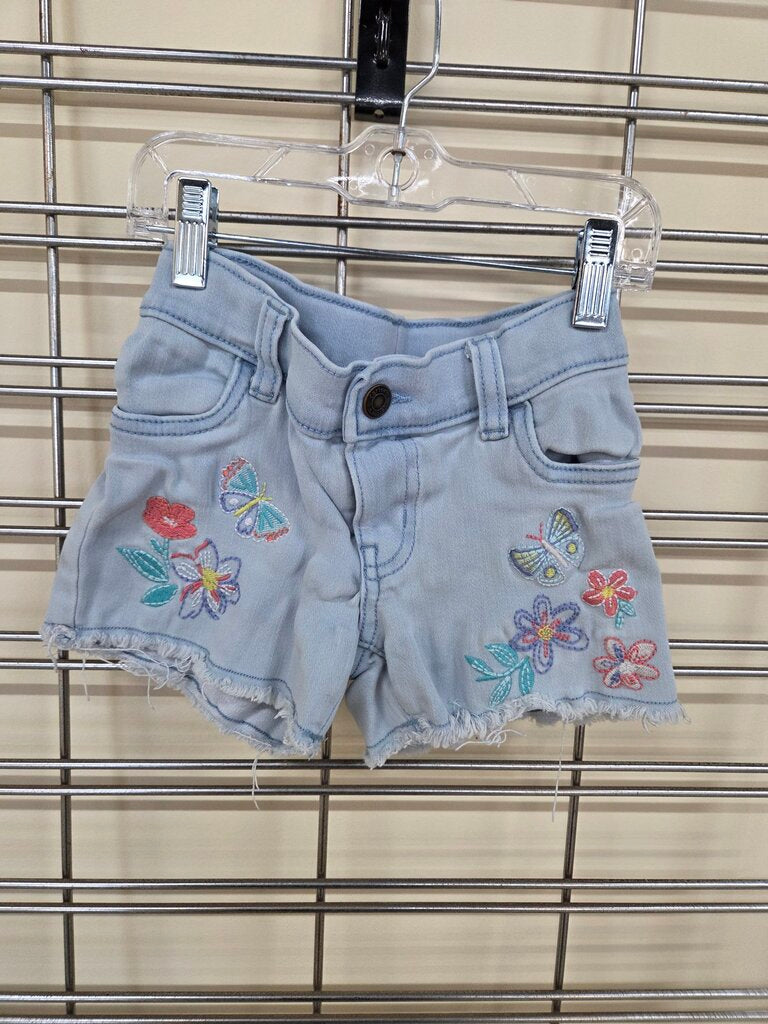 Girls Carters Embroidered blue jean cutoff shorts sz 6