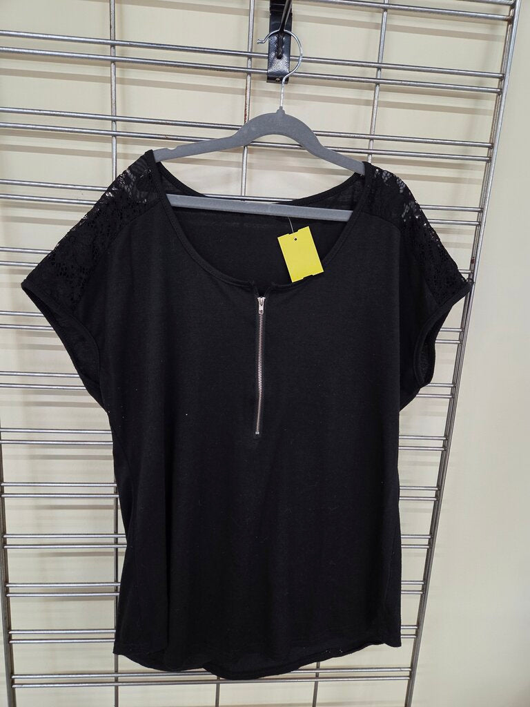 Ladies Laced Cap Sleeve Knit T shirt Top