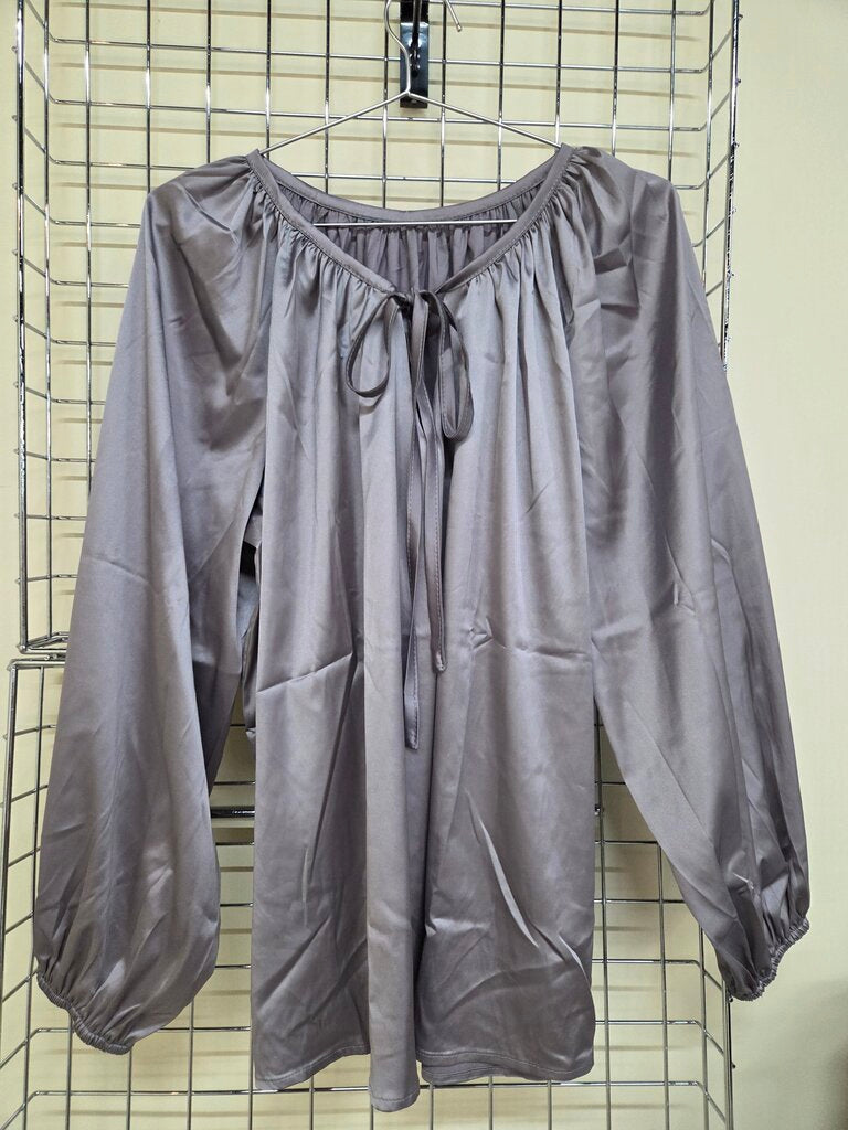 Women's Plus Size Silver Silk Feel Blouse XXL