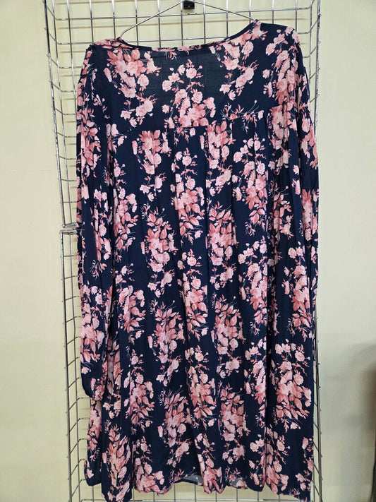 RustyDusty Navy & Pink Floral Boho Dress 2XL