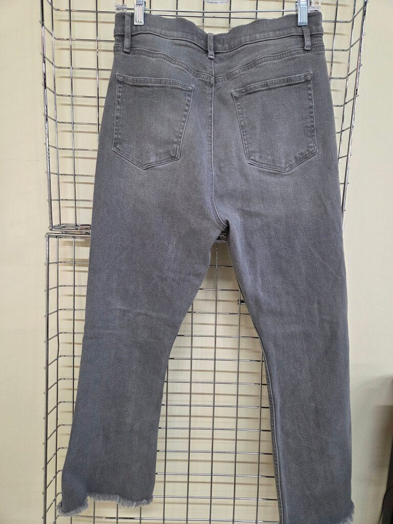 Ladies Loft High Waist Flare Crop Grey Jeans sz 12