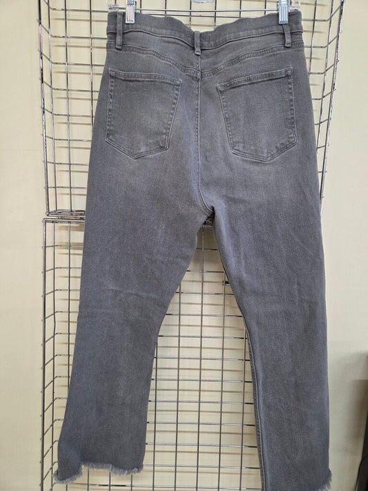 Ladies Loft High Waist Flare Crop Grey Jeans sz 12