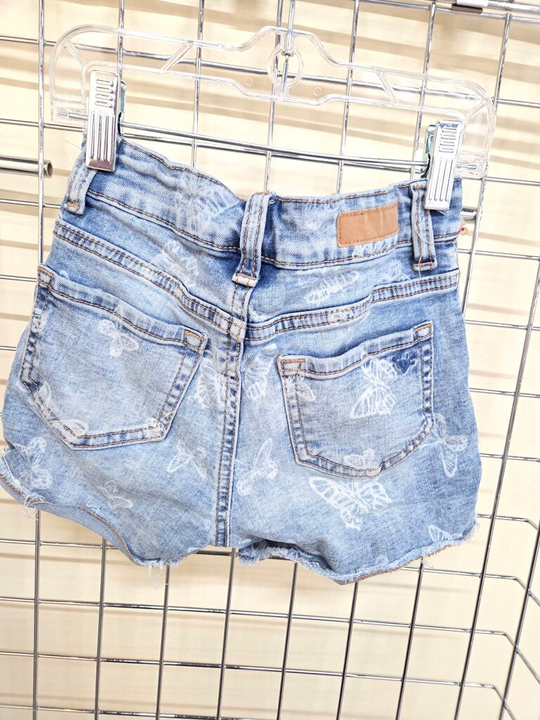 Girls Justice Butterfly Blue Jean Cut Off Shorts sz 7