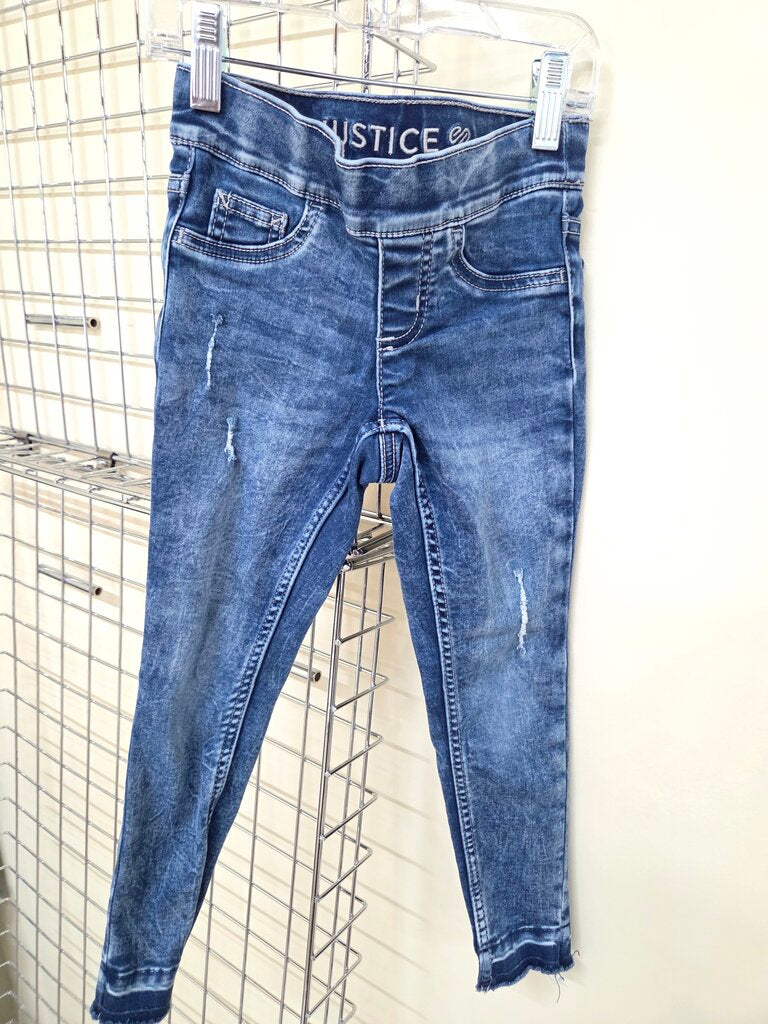 Girls Justice Distressed Blue Jeggings sz 6