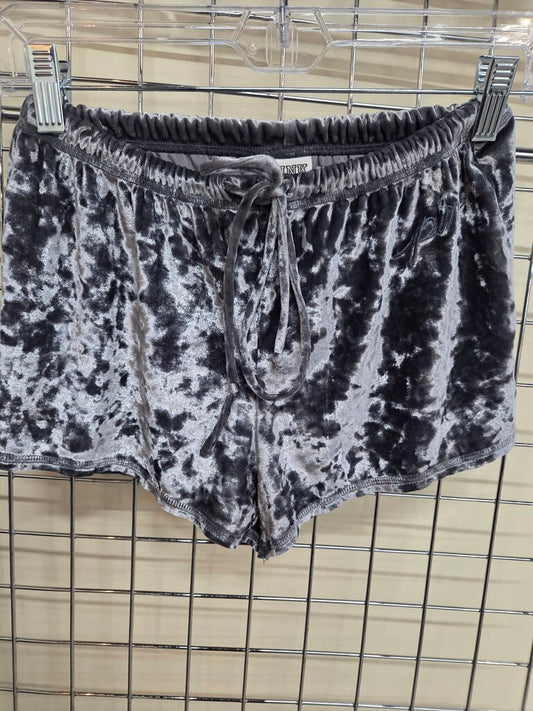 Womens PINK grey velvet lounge shorts