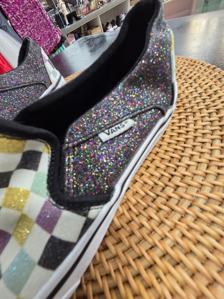 Womens VANS Glitter checkerboard slip on skate shoes