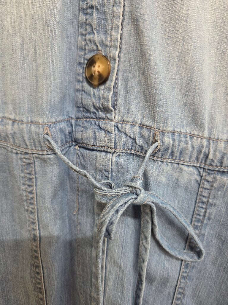 Women's light wash denim button up Blue Jean romper XS