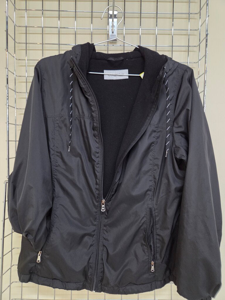 Womens Calvin Klein black hooded windbreaker jacket