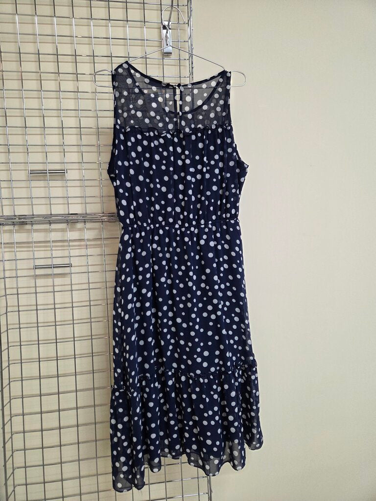 Chetta B Navy/White Polka Dot Dress
