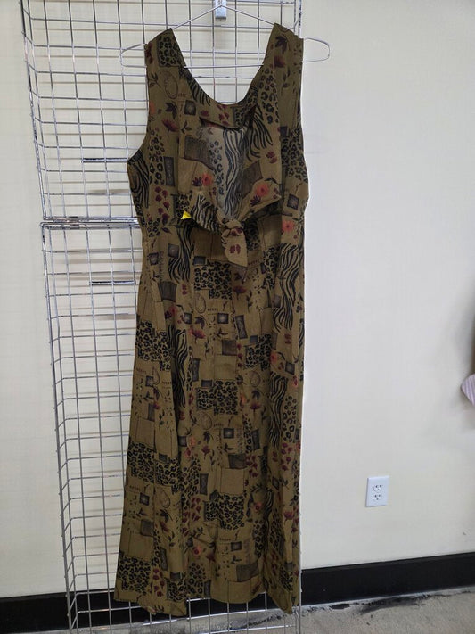 Vintage Olivia Rose Patchwork Animal Print Midi Dress