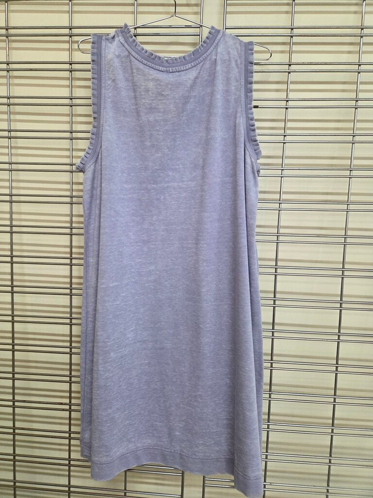 Women's periwinkle knit ruffled neckline dress