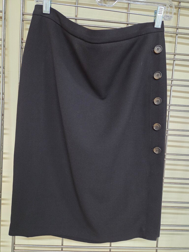 NWT Ann Taylor Black High Waisted with Brown Side Buttons Skirt