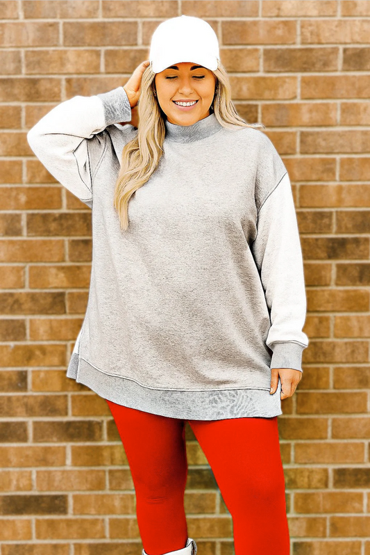 Oversized Inside Out and Reversible Mockneck Sweatshirt