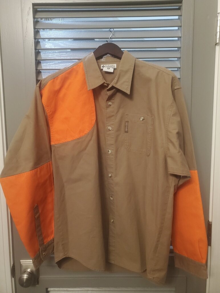 Columbia brown & orange hunting shirt
