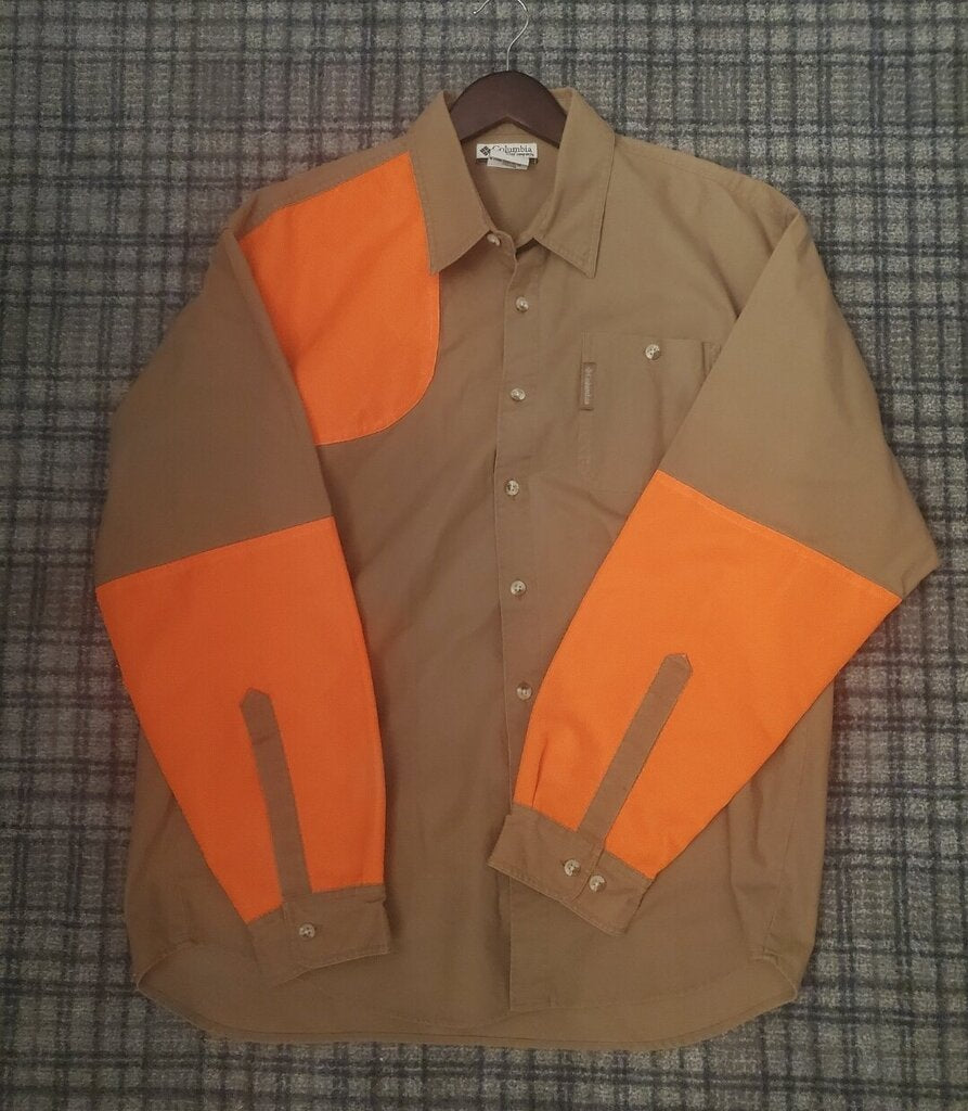Columbia brown & orange hunting shirt