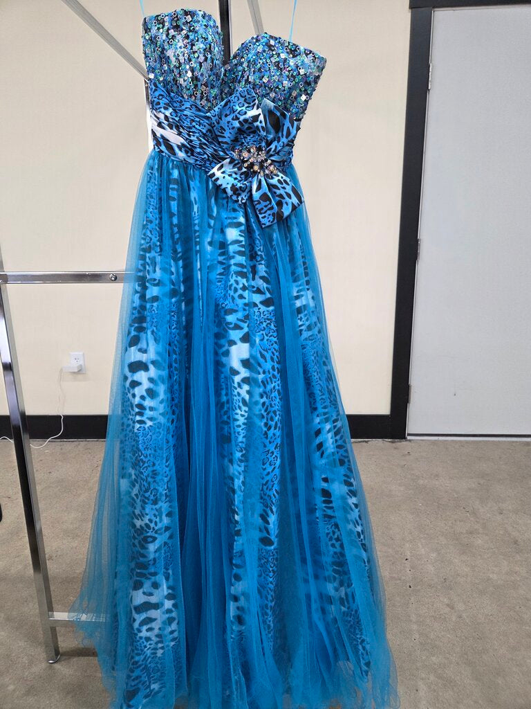 Let's Fashion Tulle Animal Print Strapless Formal Dress