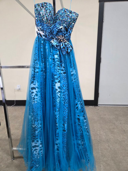 Let's Fashion Tulle Animal Print Strapless Formal Dress