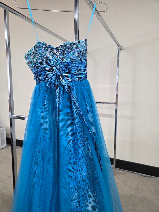 Let's Fashion Tulle Animal Print Strapless Formal Dress