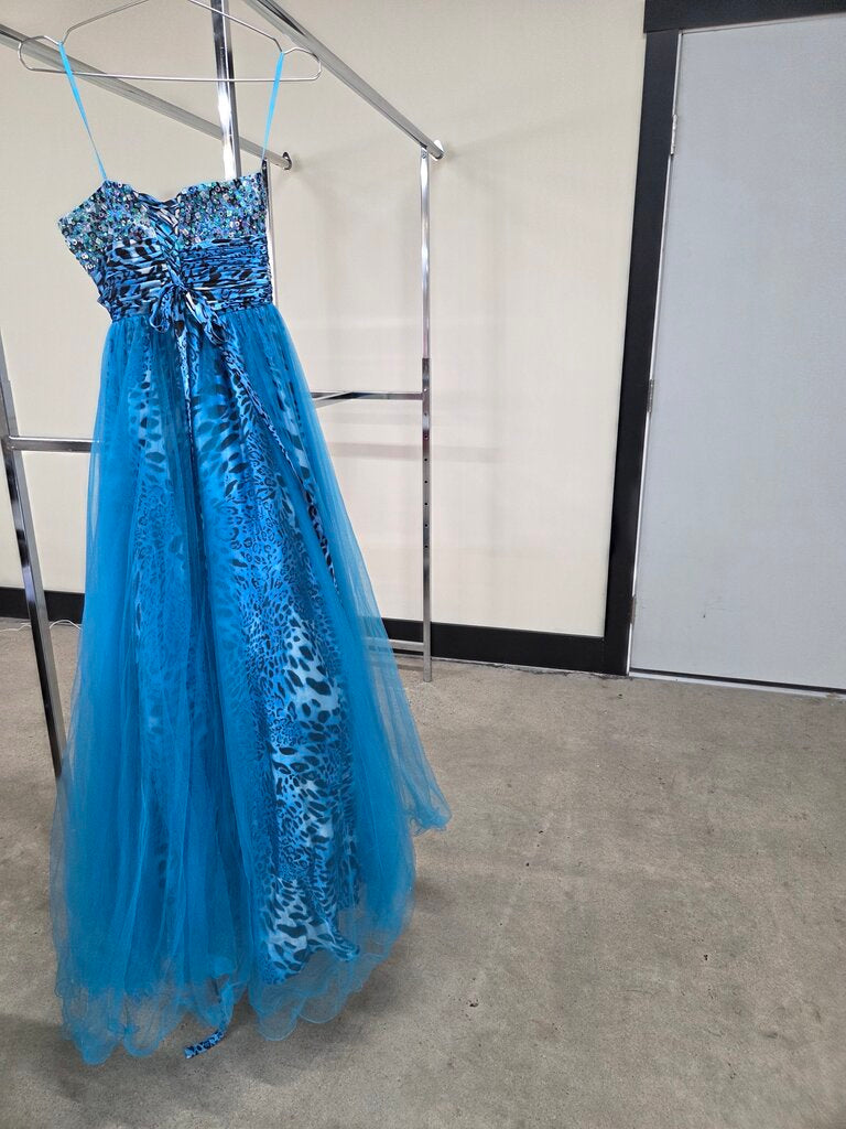 Let's Fashion Tulle Animal Print Strapless Formal Dress