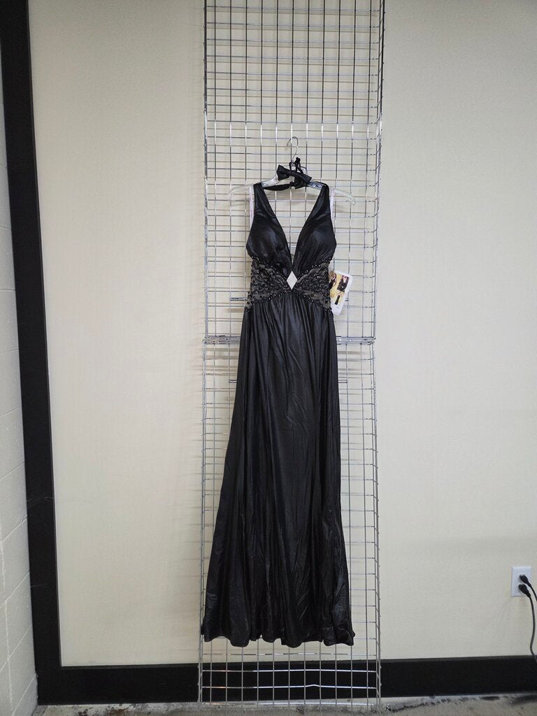 Mary's by P.C. Mary's Inc. Black Leather Look Formal Dress