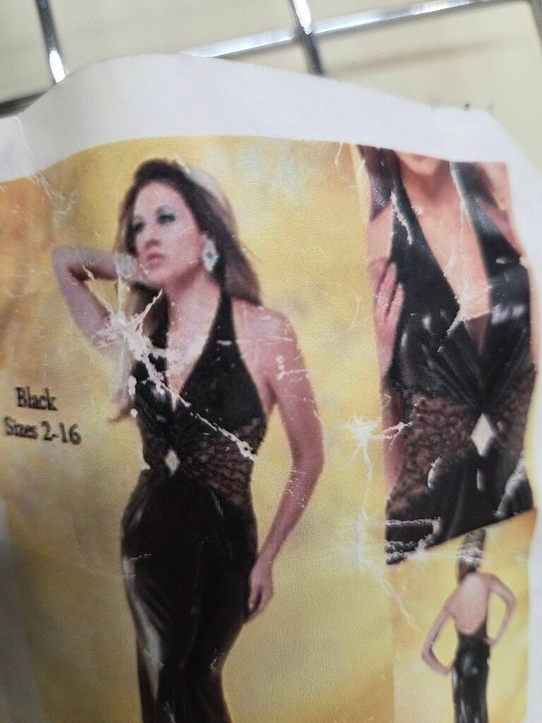 Mary's by P.C. Mary's Inc. Black Leather Look Formal Dress