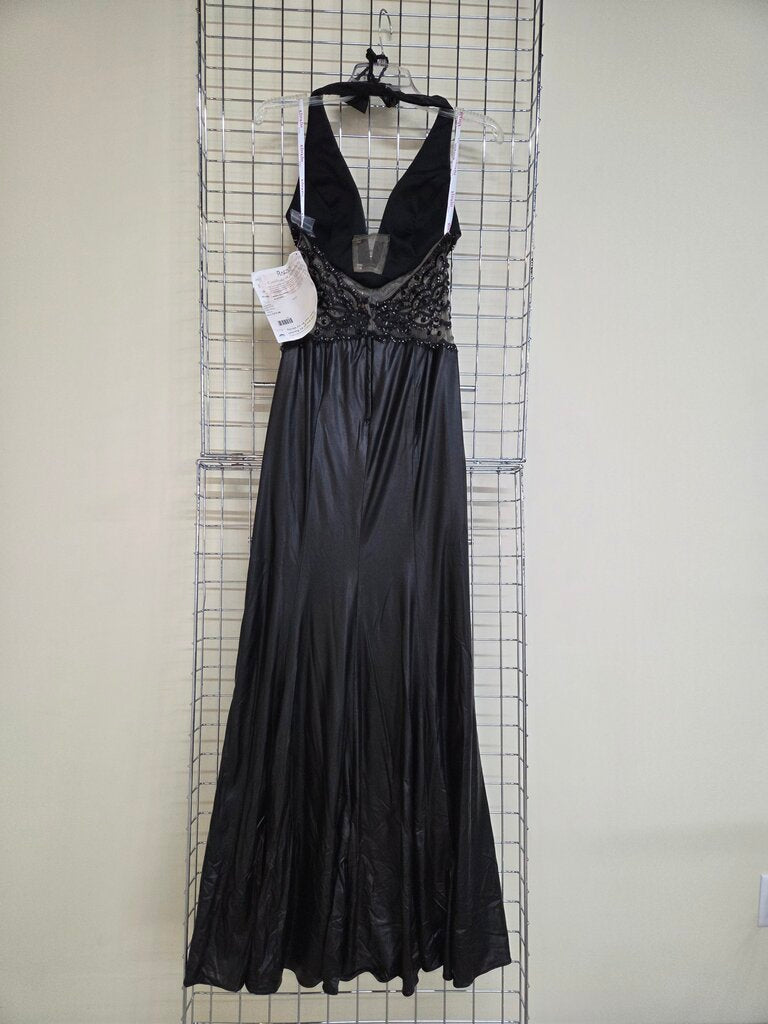 Mary's by P.C. Mary's Inc. Black Leather Look Formal Dress