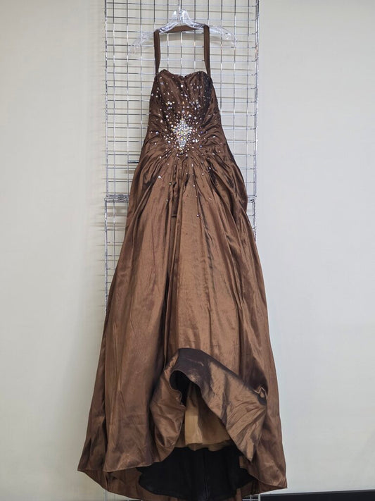 Tony Bowls Le Gala Satin Formal Halter Dress