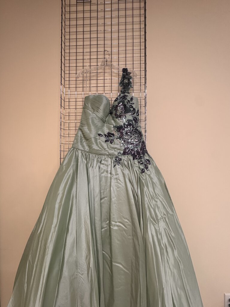 Excite by Impression Green Satin Formal Dress
