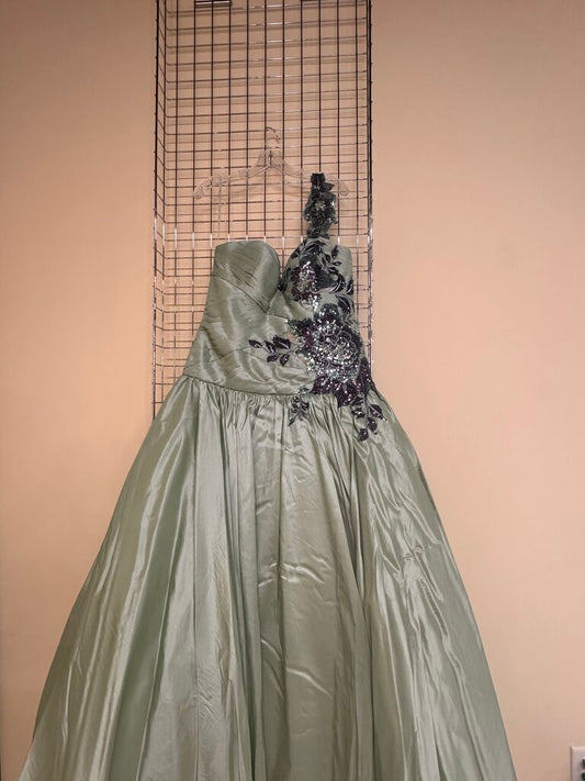 Excite by Impression Green Satin Formal Dress