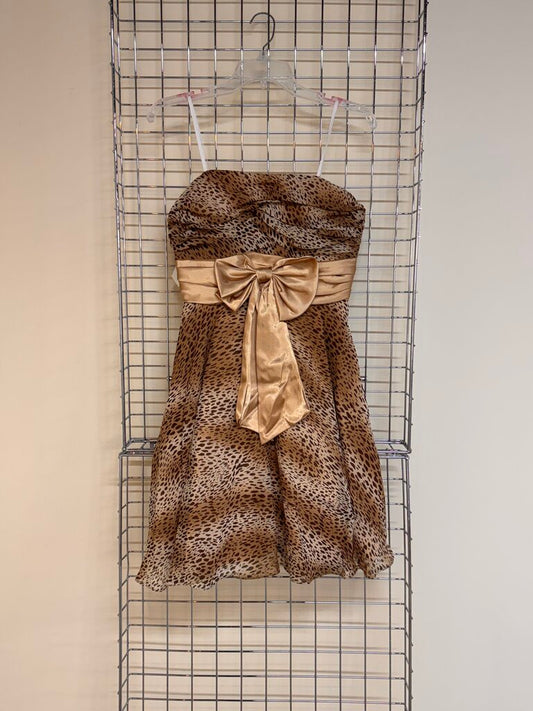 Shades of White Short Formal Cheetah Print Dress