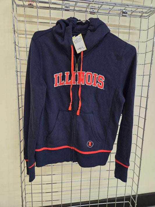 Hooded Illinois Sweatshirt Jacket sz Sm
