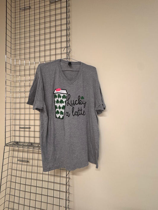 Lucky a latte V-Neck Tee